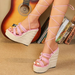 Lace-Up Espadrille Wedges | Ultra High Platform Sandals