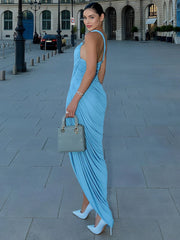 Elegant summer street fashion maxi outfit