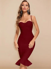 sweetheart bandage mermaid midi dress with sculpted fit