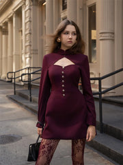 Full-length view highlighting the structured silhouette, long sleeves, and refined tailoring of the blazer dress.