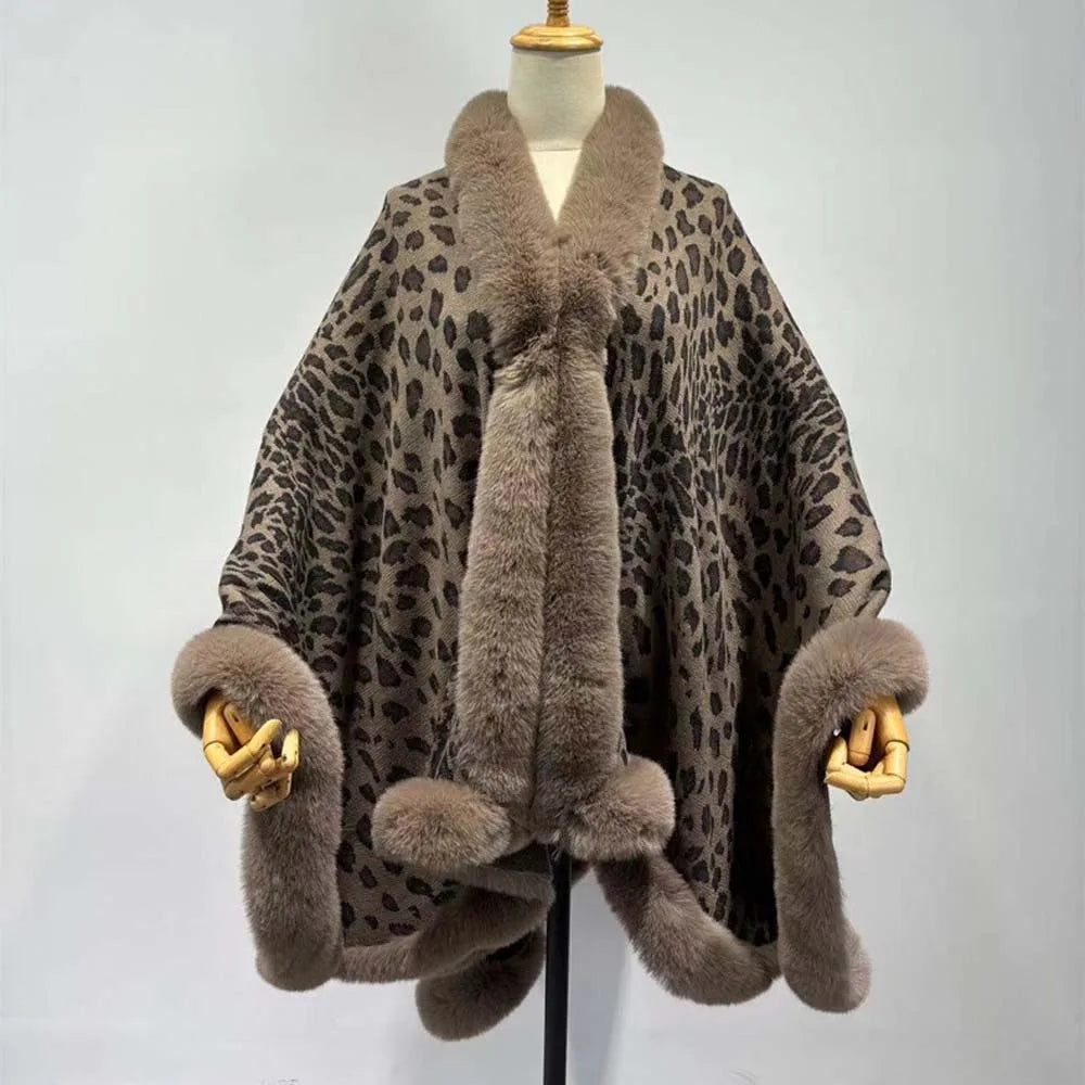 Elegant batwing cape with plush detailing