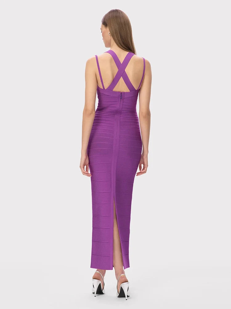 Trending purple bandage eveningwear gown made for bold event statements