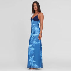 Tropical blue print cami dress designed for boho chic looks