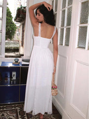 Vacation cottagecore white dress styled for dreamy and effortless looks