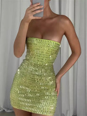 Vacation sparkle green mini clubwear for statement occasions