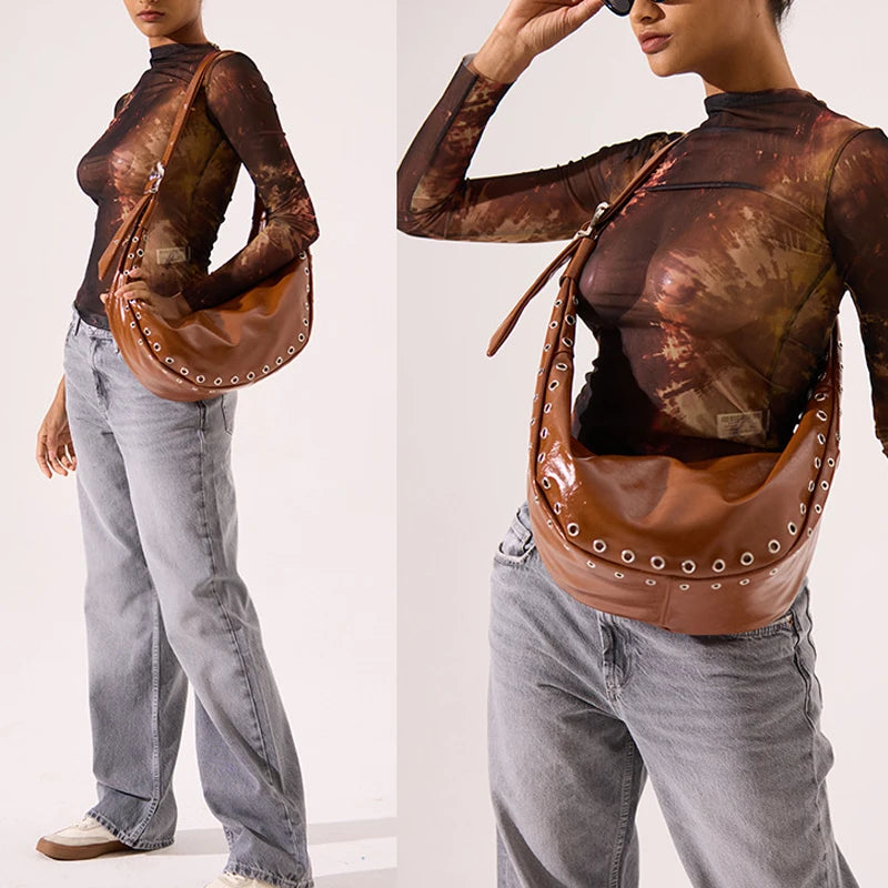 Vegan crescent shoulder bag for women with urban edge