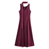 Velvet scarf neck midi dress designed for elegant evening events
