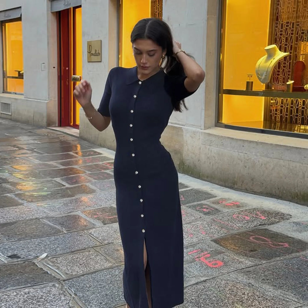 Versatile knit dress for office and evening looks