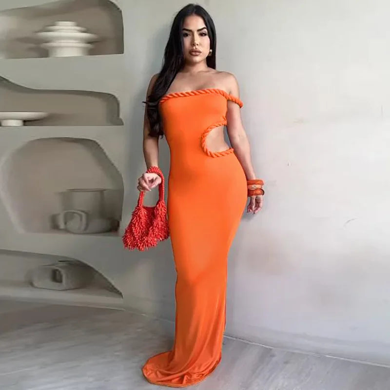Vibrant orange evening dress perfect for parties and summer gatherings