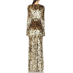 Vintage a-line leopard maxi dress perfect for bold outfits