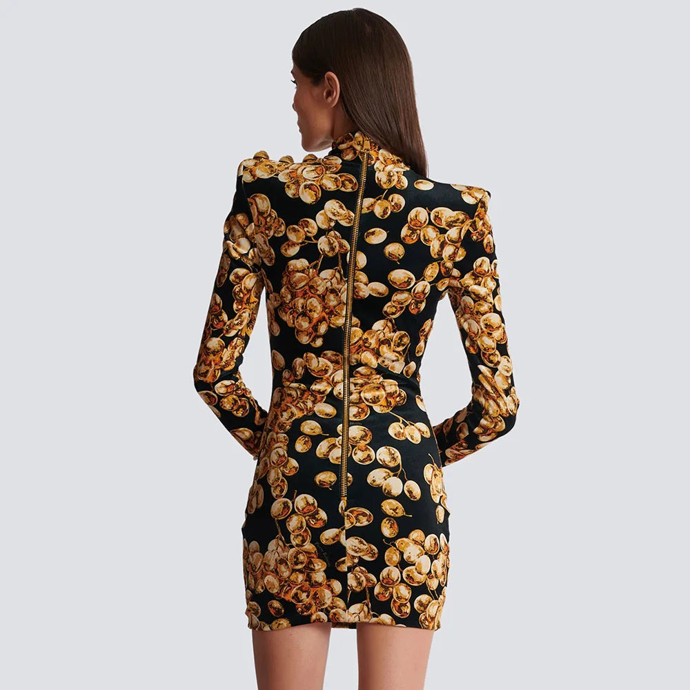 Vintage-inspired gold floral short dress perfect for special nights