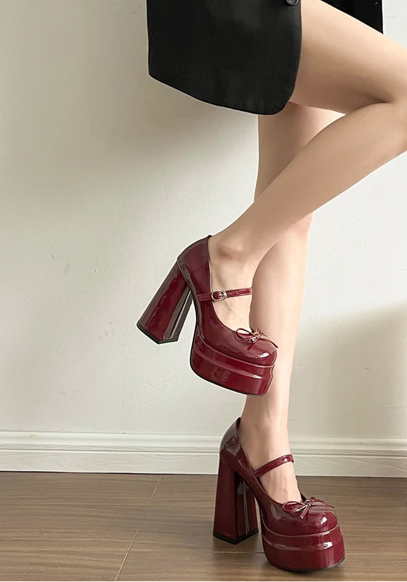 Women’s thick heel Mary Jane platform shoes for parties