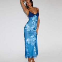 V-neck floral maxi dress perfect for parties and travel events
