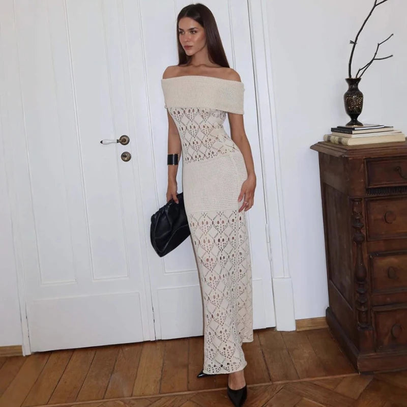 Waist cinching beach party maxi dress paired for sunset dinners