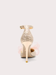Wedding butterfly knot pink heels with pointed toe for women