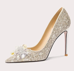 Wedding gold floral event pumps for formal and gala style