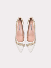 White crystal embellished party pumps styled for weddings and events