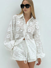 White jacquard embroidered set for women styled for modern summer looks