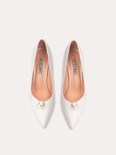 White pearl pointed pumps styled for weddings and modern parties