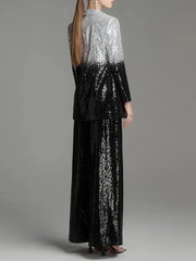 Two-piece sequin set with ombre shine and tailored fit