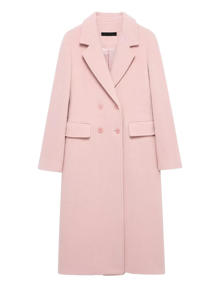 Thick winter wool-blend coat with button front