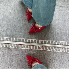 Fashion summer red bow strap sandals