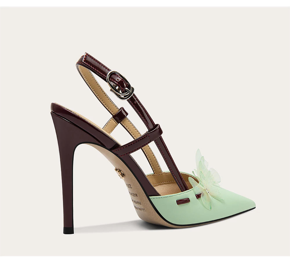 Women’s banquet heels with rhinestone butterfly design