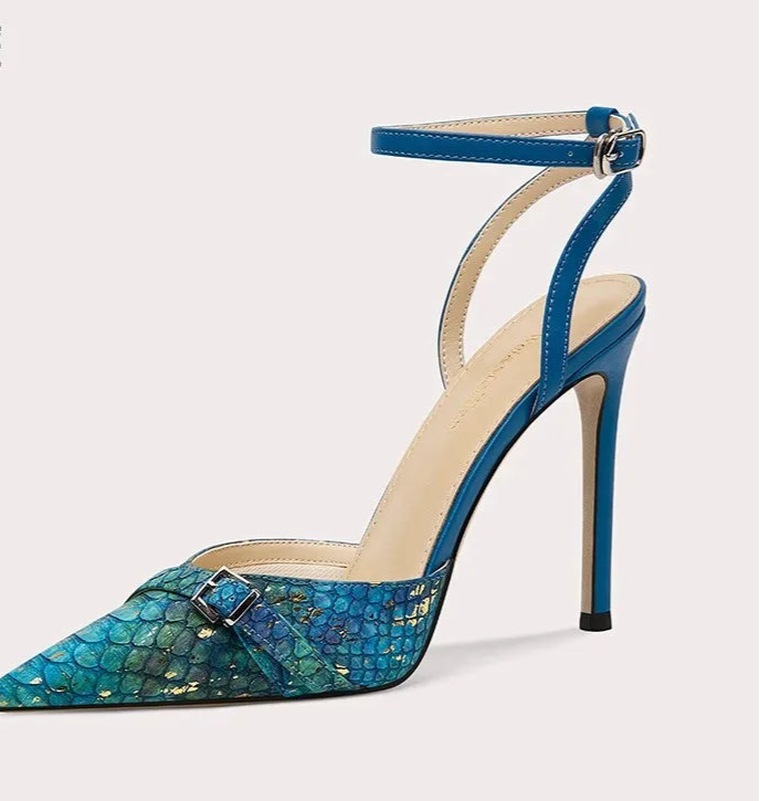 Unique patterned high heel sandals for weddings and parties
