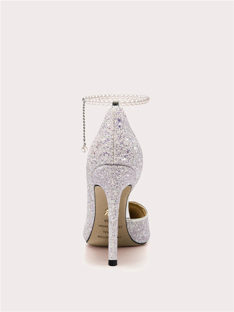 Sparkling sequin high heels for women’s weddings