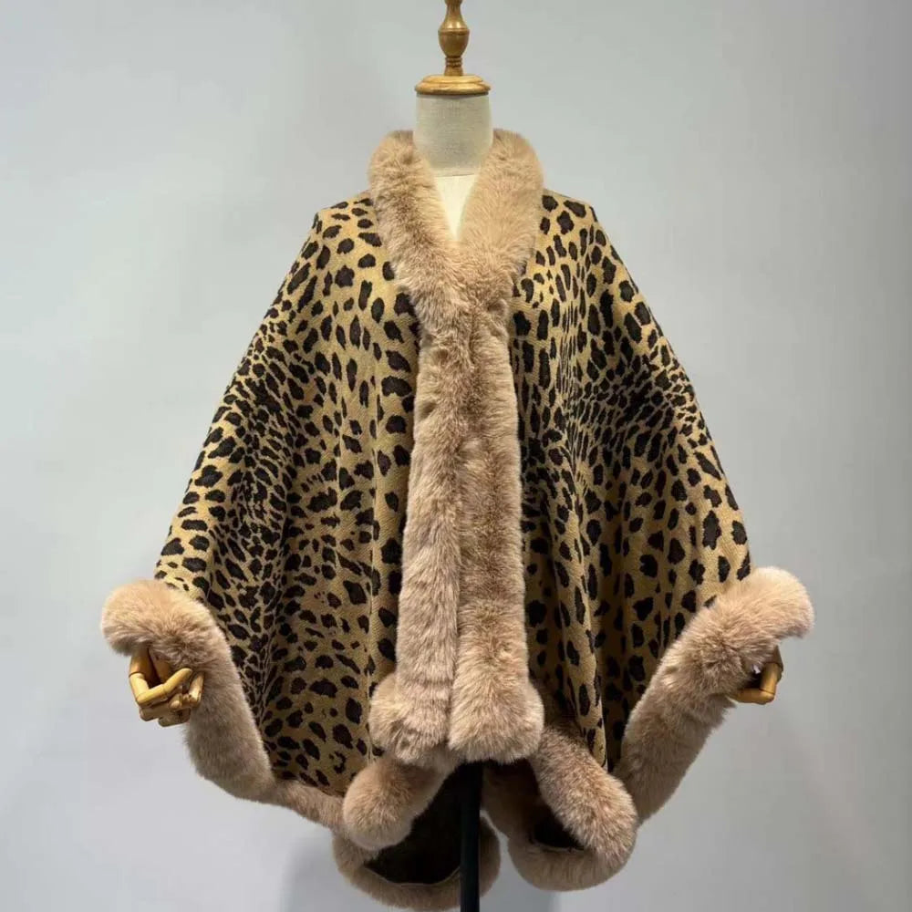 Warm poncho-style coat with single button