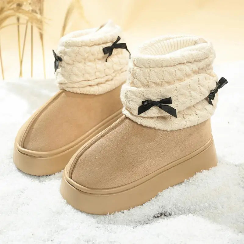 Top view of plush-lined snow boots for women