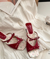 Women’s summer wedge heel slippers with bow accent