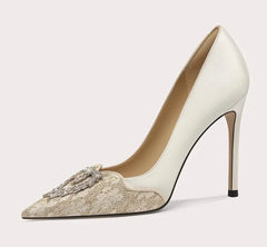 Luxury silk lace pumps for parties and banquets