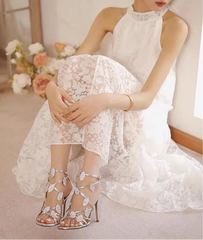 Women’s round open toe party sandals with ankle strap