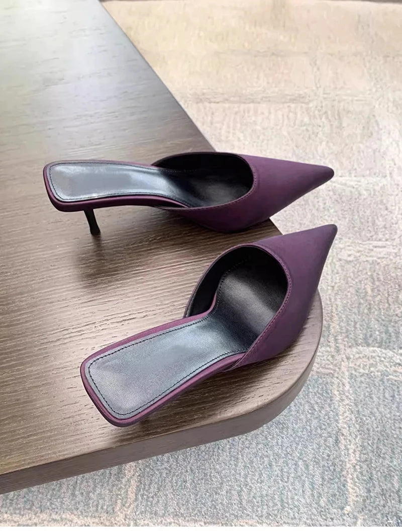 Women’s slip-on mule heels with square heel design