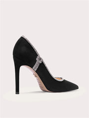 Women’s banquet stilettos in suede with rhinestone straps