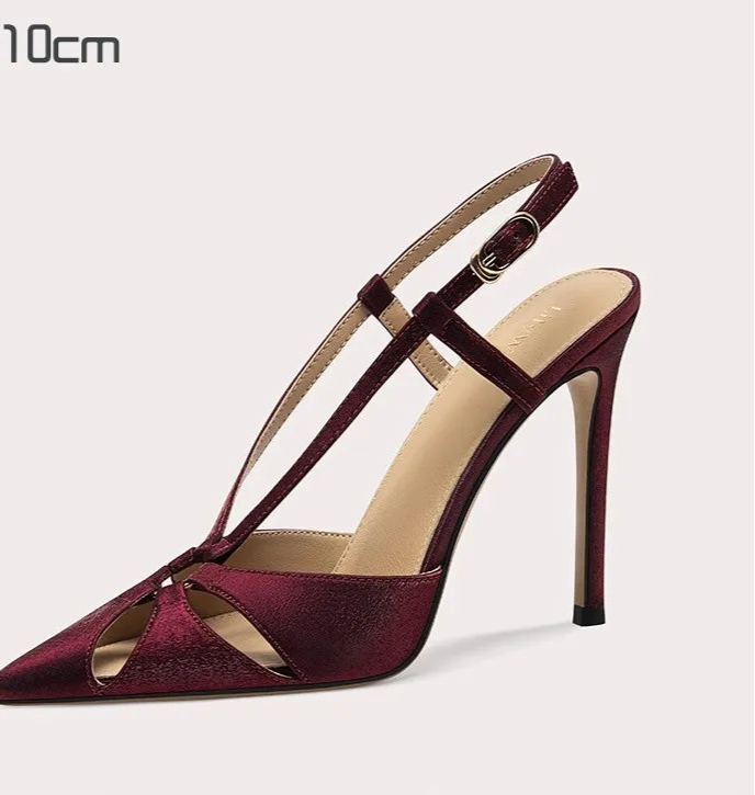 Women’s wine red evening shoes for weddings and parties