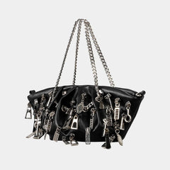 Edgy Y2K hardware punk bag styled for night out streetwear
