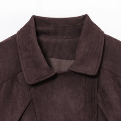 Zip front brown suede jacket designed for versatile weekend style