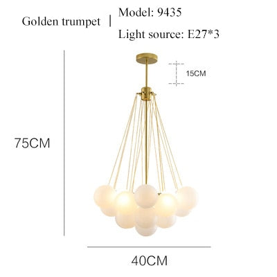 19/37 Balls Black Gold Glass LED Pendant Lamp Chandelier 