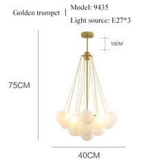 19/37 Balls Black Gold Glass LED Pendant Lamp Chandelier 