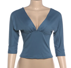 Deep V-Neck Three Quarter Sleeve Top