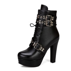 Women’s buckle detail lace-up boots