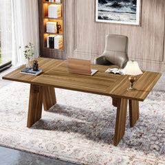 70 inch solid wood executive desk with farmhouse frame

