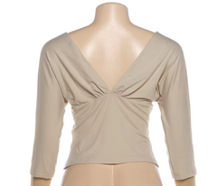 Deep V-Neck Three Quarter Sleeve Top