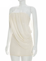 Draped Chiffon Tube Top and Mini Skirt Set