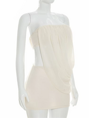 Draped Chiffon Tube Top and Mini Skirt Set