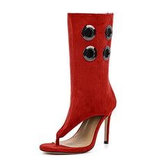 Flip-Toe Cut Out Stiletto Heel Boots