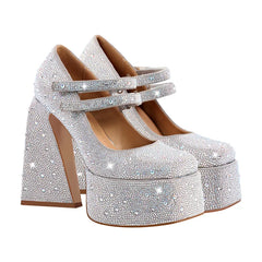 Rhinestone Platform Mary Jane Heels