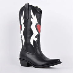 Embroidered Heart Western Boots